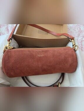 COACH Suede Crossbody Barrel Bag